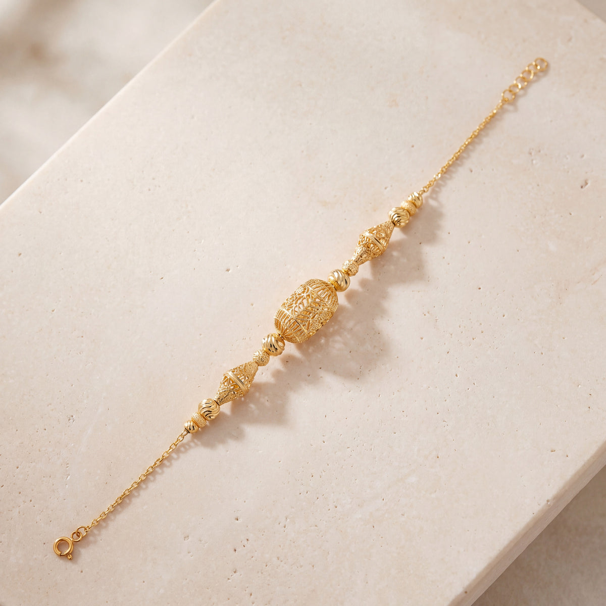 RP Beads & Ball Bracelet (D69) on travertine