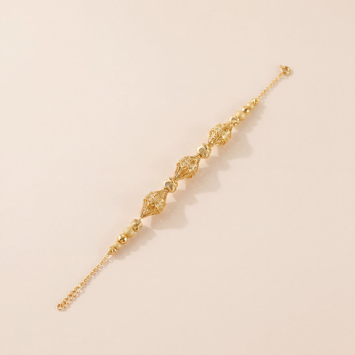 RP Beads & Ball Bracelet (D71), 925 silver 24K gold plated