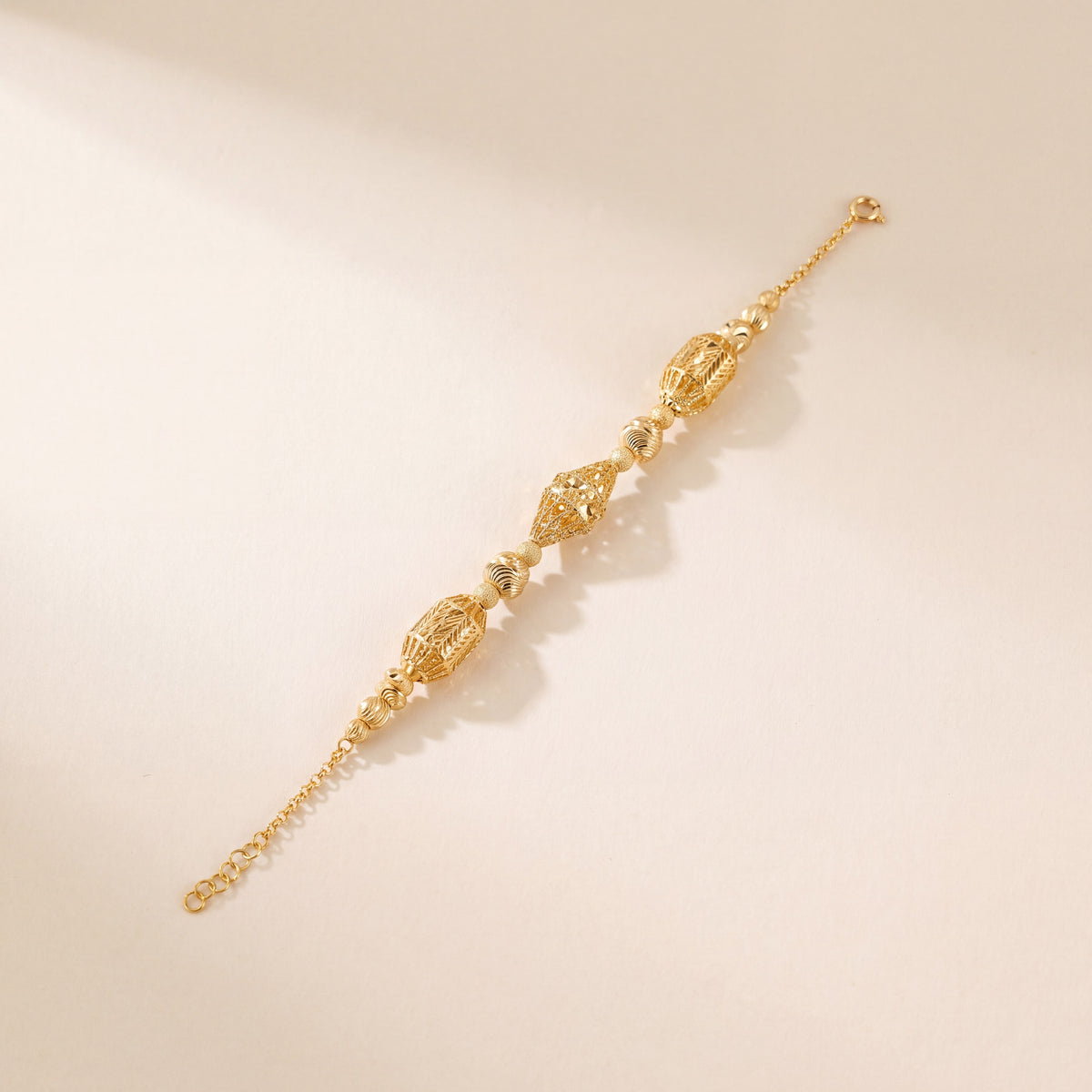 RP Beads & Ball Bracelet (D73), 925 silver 24K gold plated