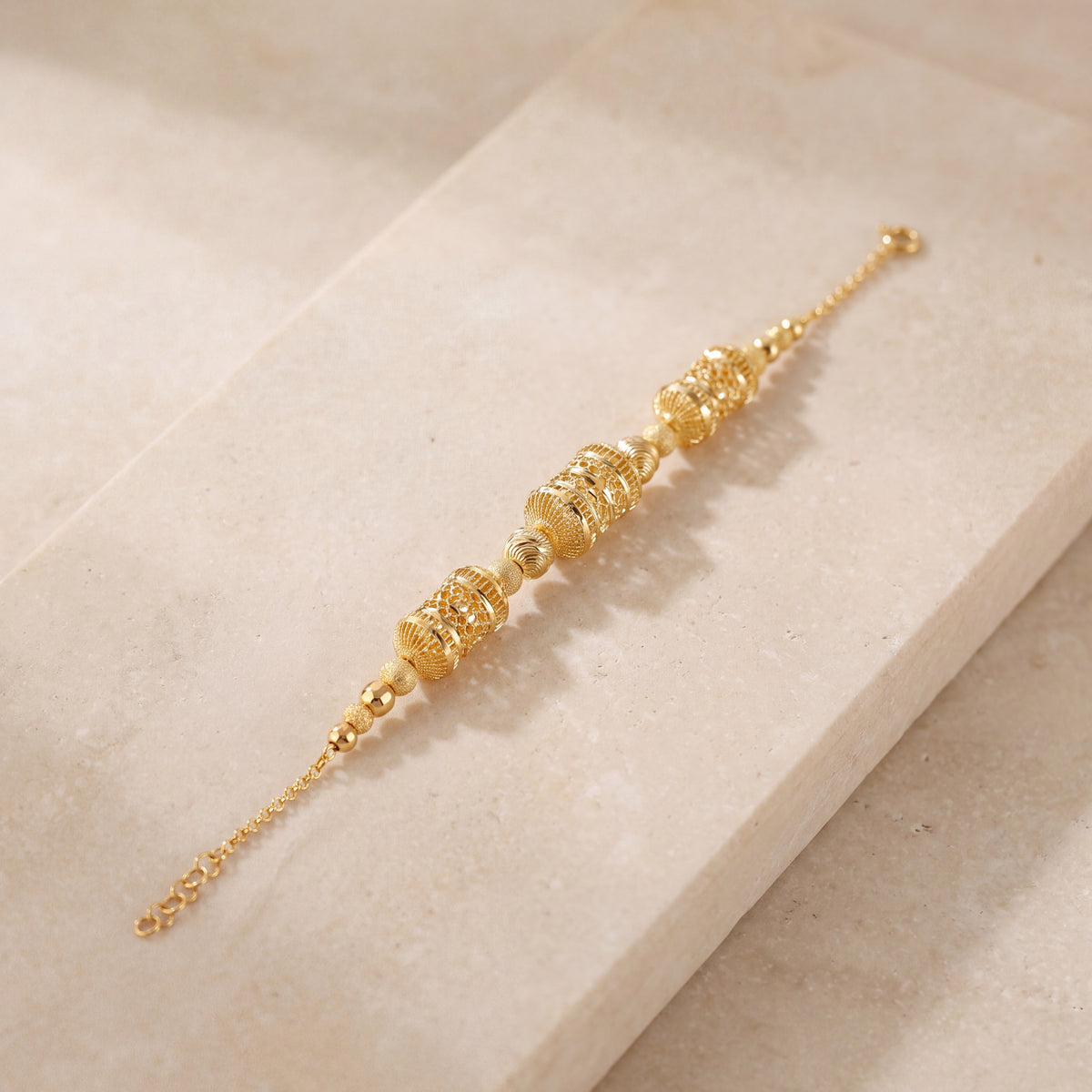 RP Beads & Ball Bracelet (D77) on travertine