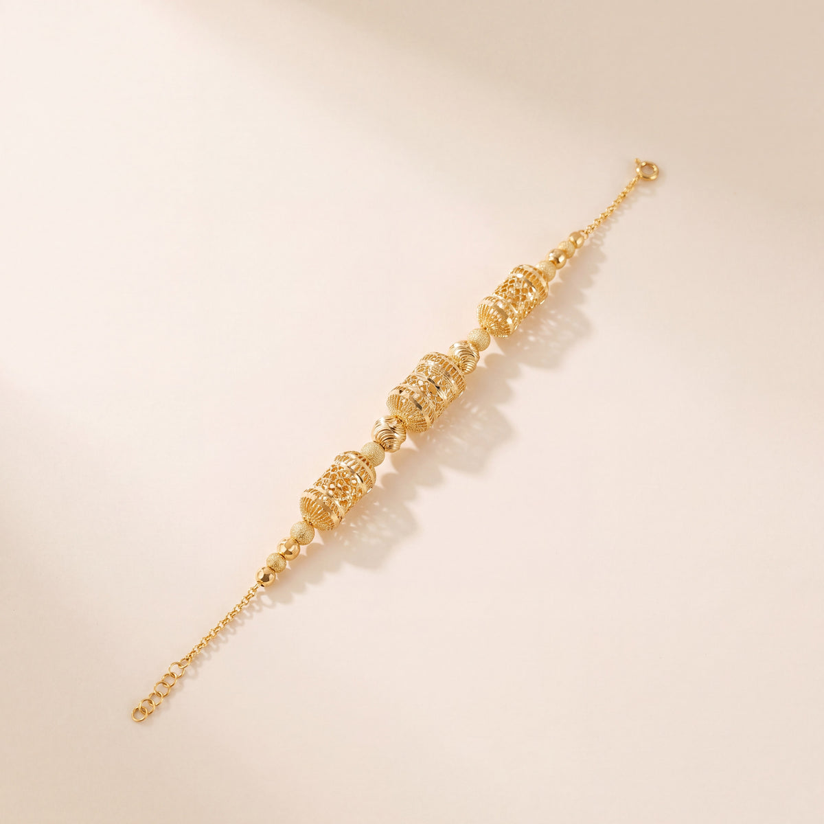 RP Beads & Ball Bracelet (D77), 925 silver 24K gold plated