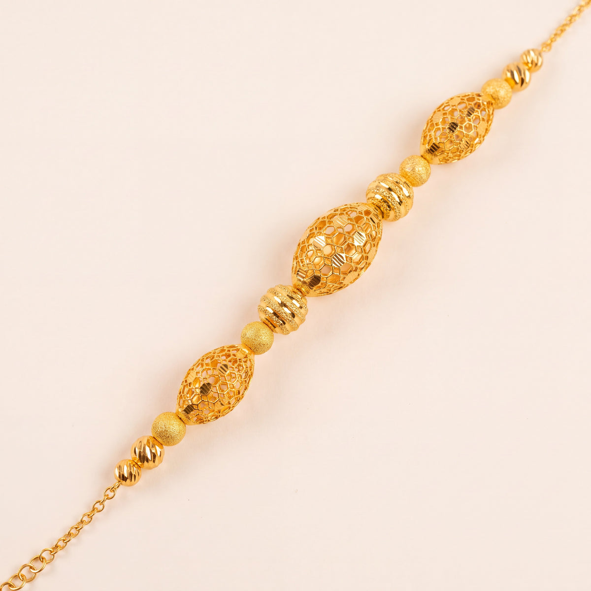 RP Beads & Ball Bracelet (D9), 925 silver 24K gold plated