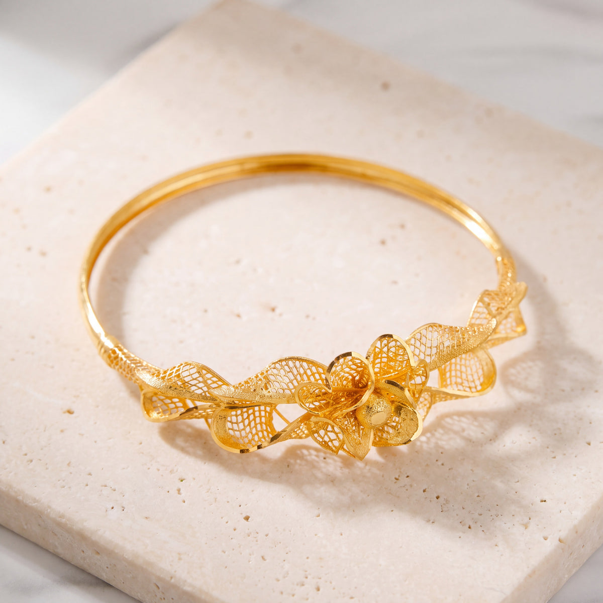 RP Cuff Bracelet (D30) on travertine