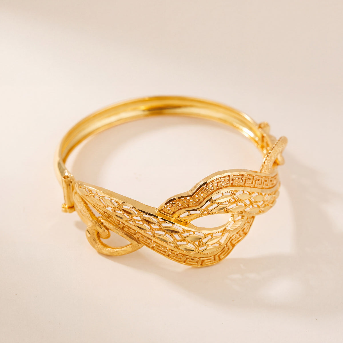 RP Cuff Bracelet With Lock (D16), 925 silver 24K gold plated