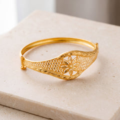 RP Cuff Bracelet With Lock (D6) on travertine