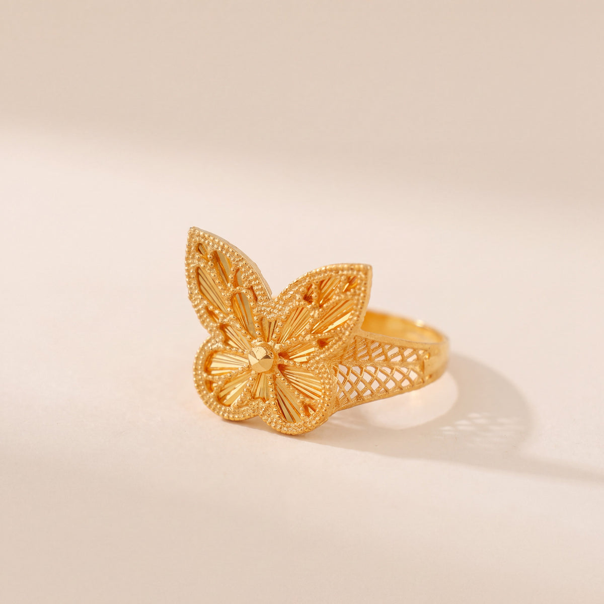 RP Diamond Cut Butterfly Ring (D1), 925 silver 24K gold plated