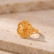RP Diamond Cut Clover Ring (D1) on travertine