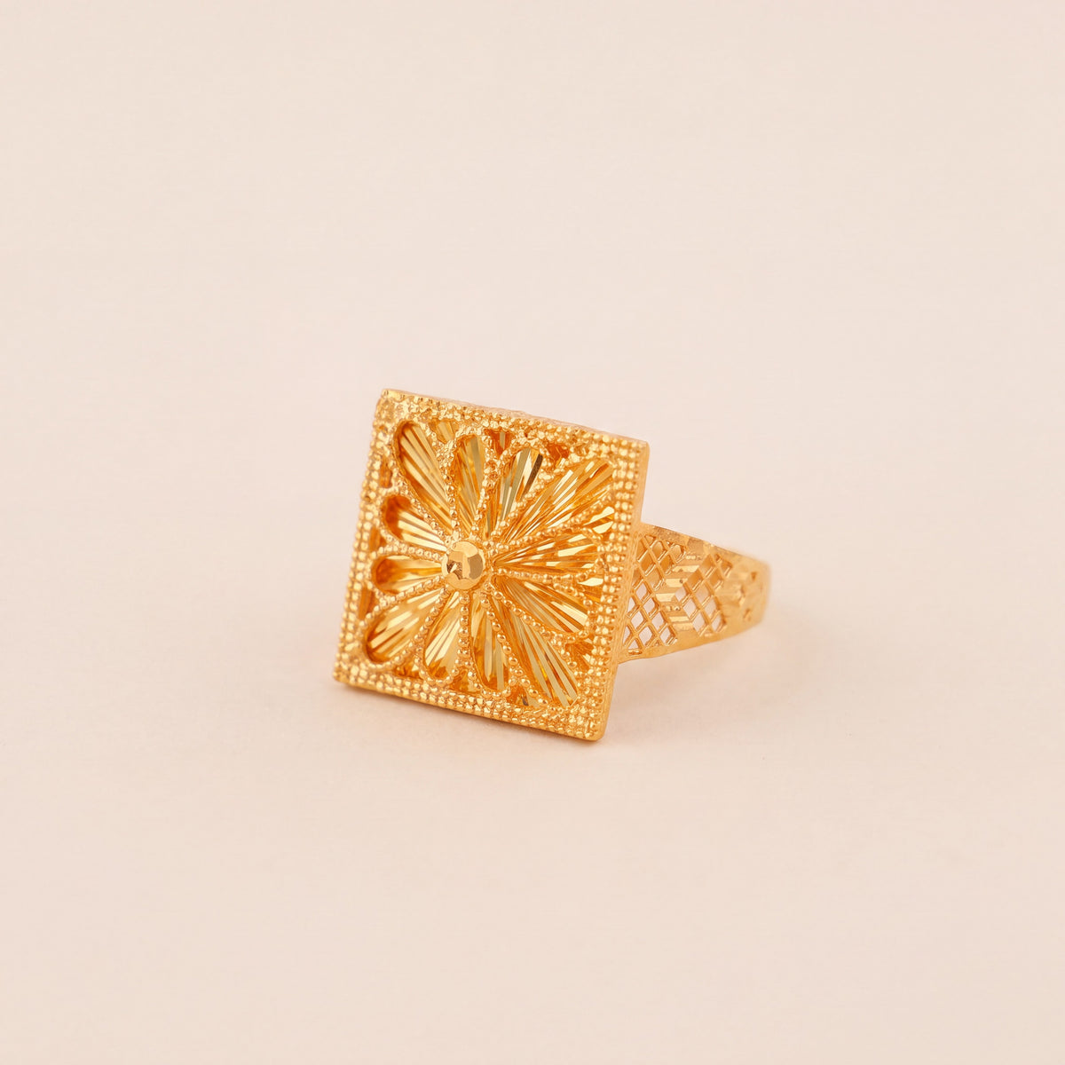 RP Diamond Cut Frame Ring (D1), 925 silver 24K gold plated