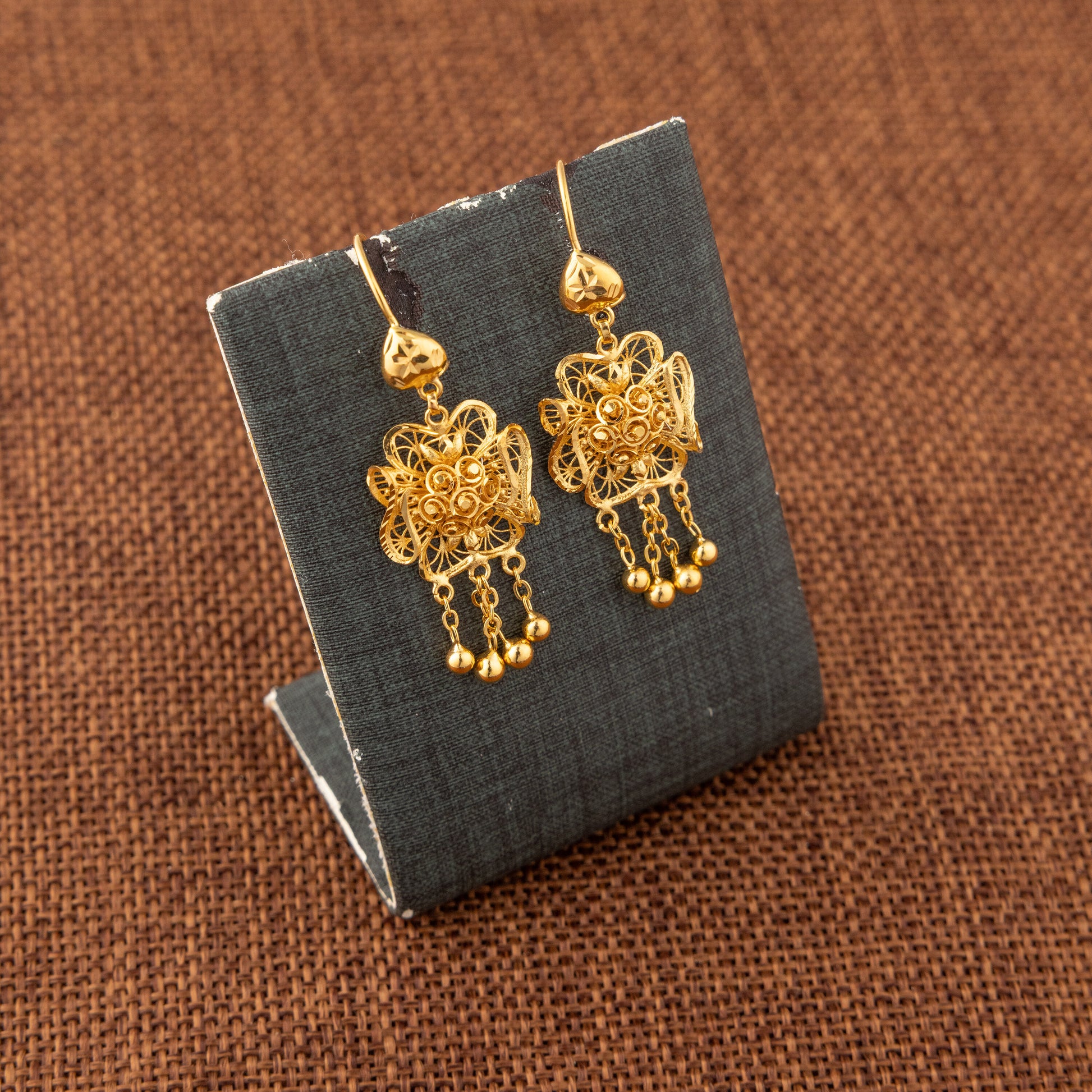 RP Earrings (D22) - 925 Silver & 24K Gold Plated - Falaq Jewellery Oman