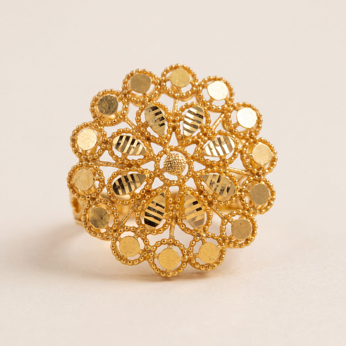 RP Flower Ring (D1), 925 silver 24K gold plated