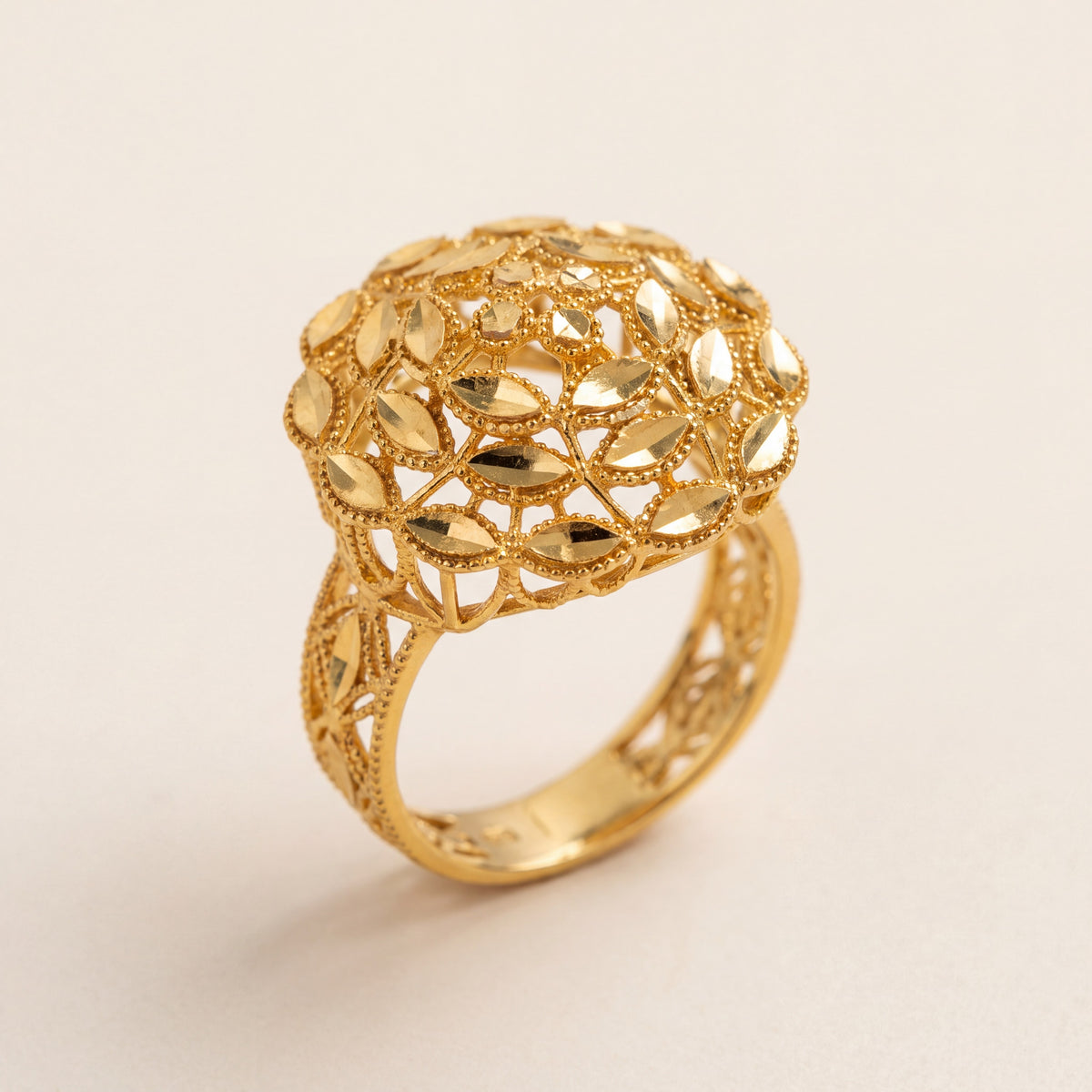 RP Flower Ring (D2), 925 silver 24K gold plated