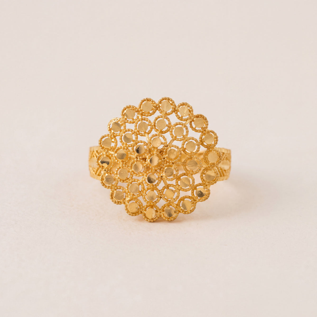 RP Flower Ring (D3), 925 silver 24K gold plated
