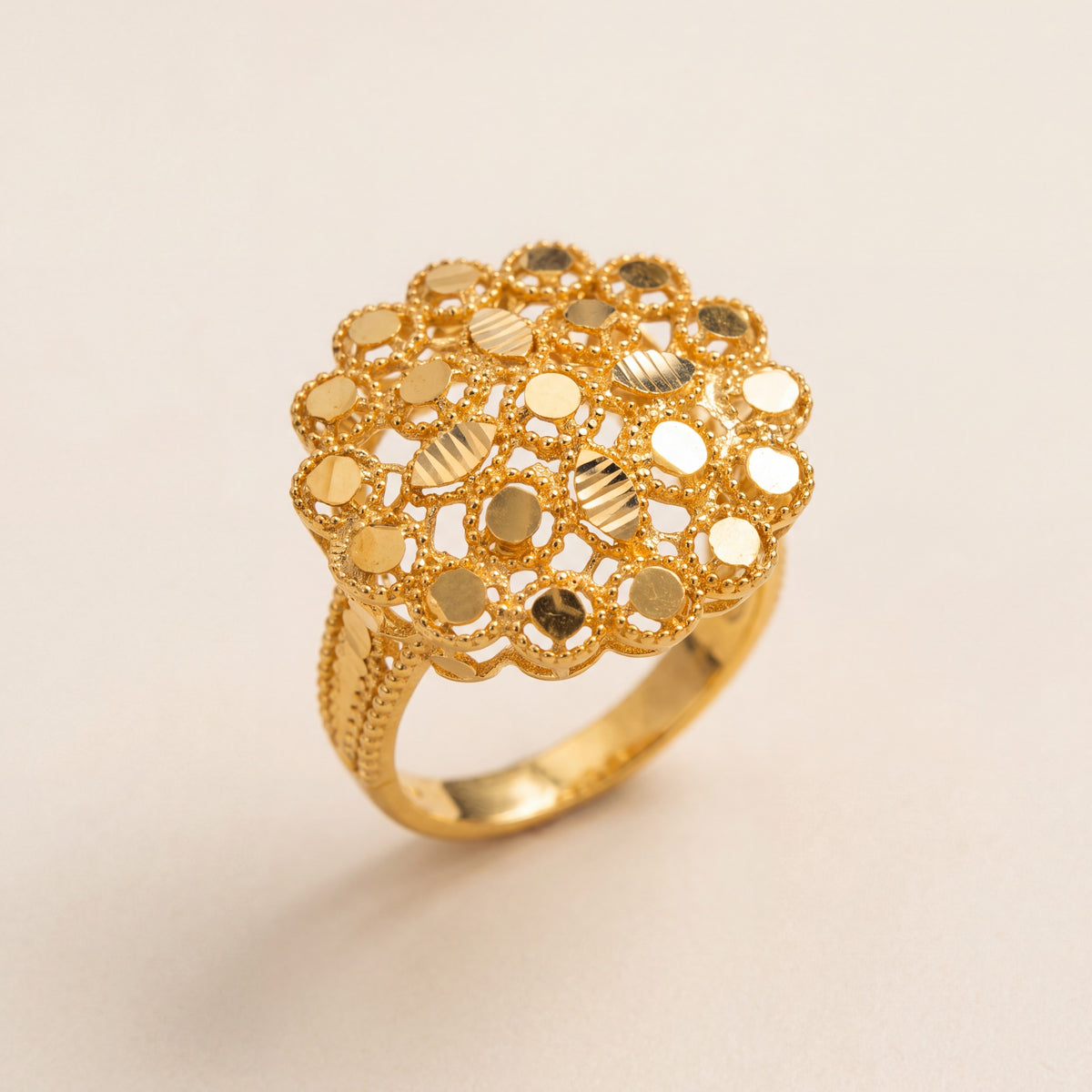 RP Flower Ring (D4), 925 silver 24K gold plated