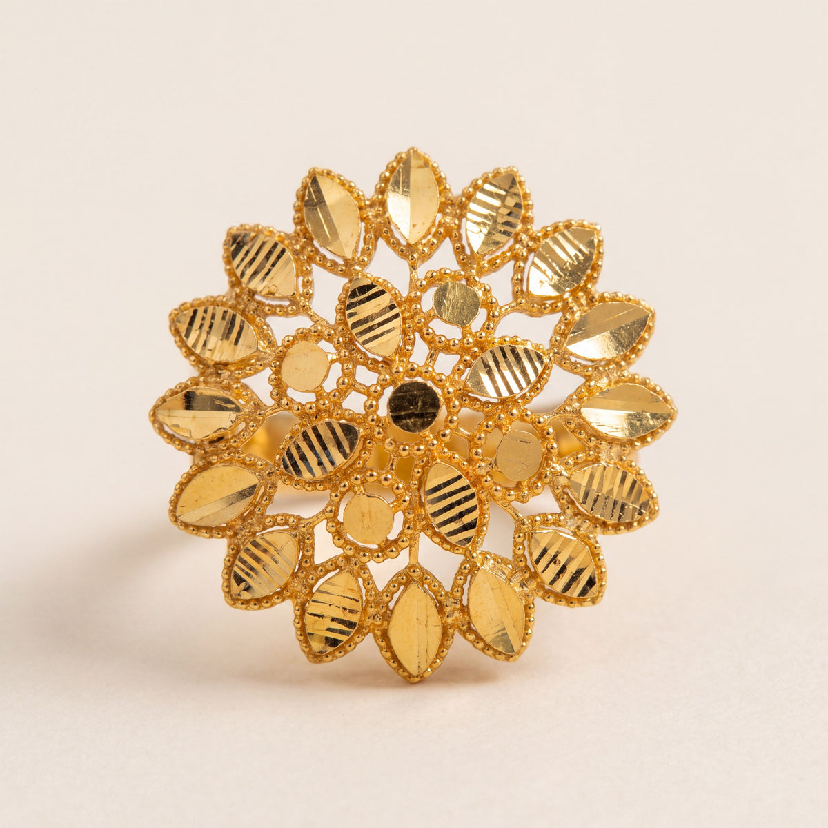 RP Flower Ring (D5), 925 silver 24K gold plated