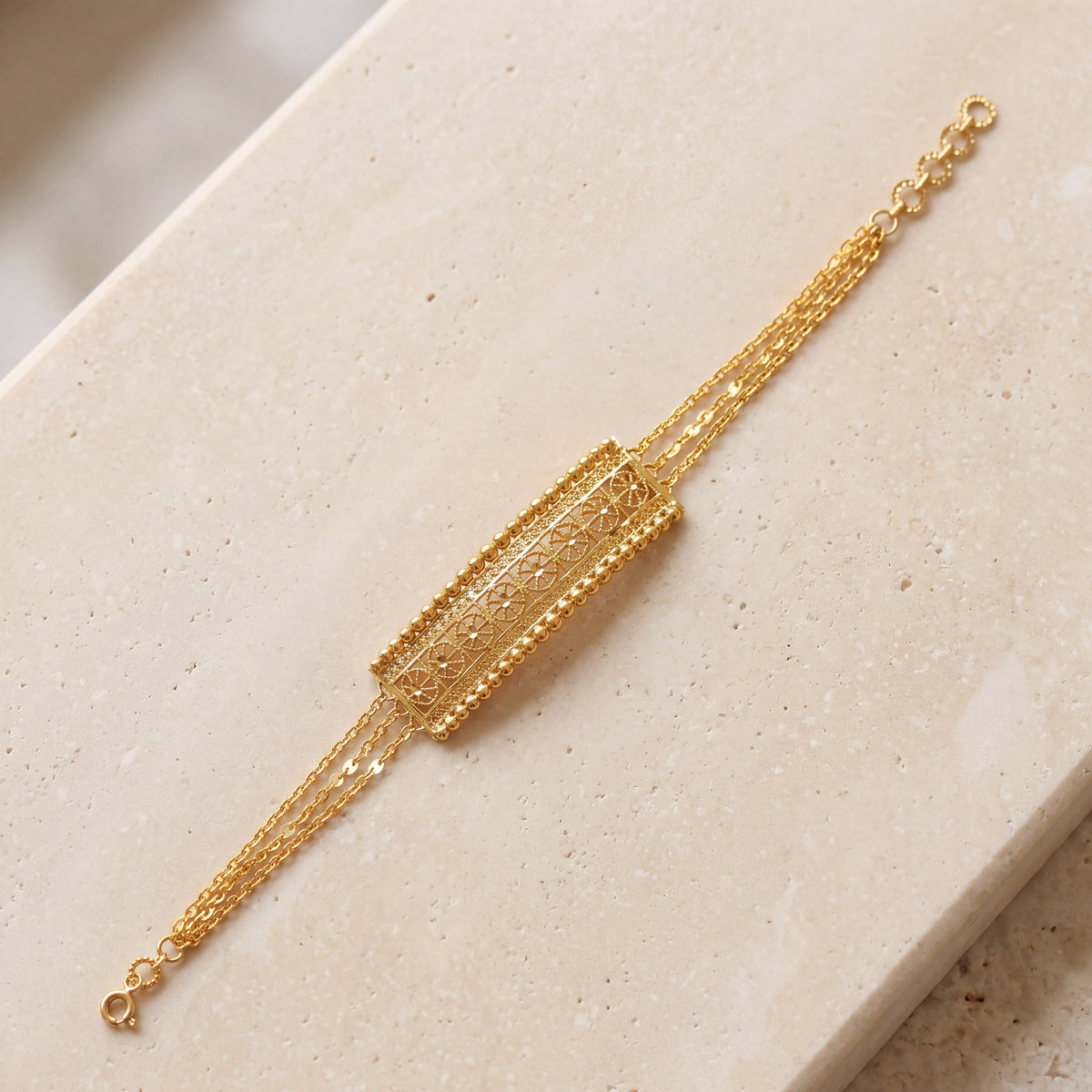 RP Half Curve Bracelet - (Flower) on travertine
