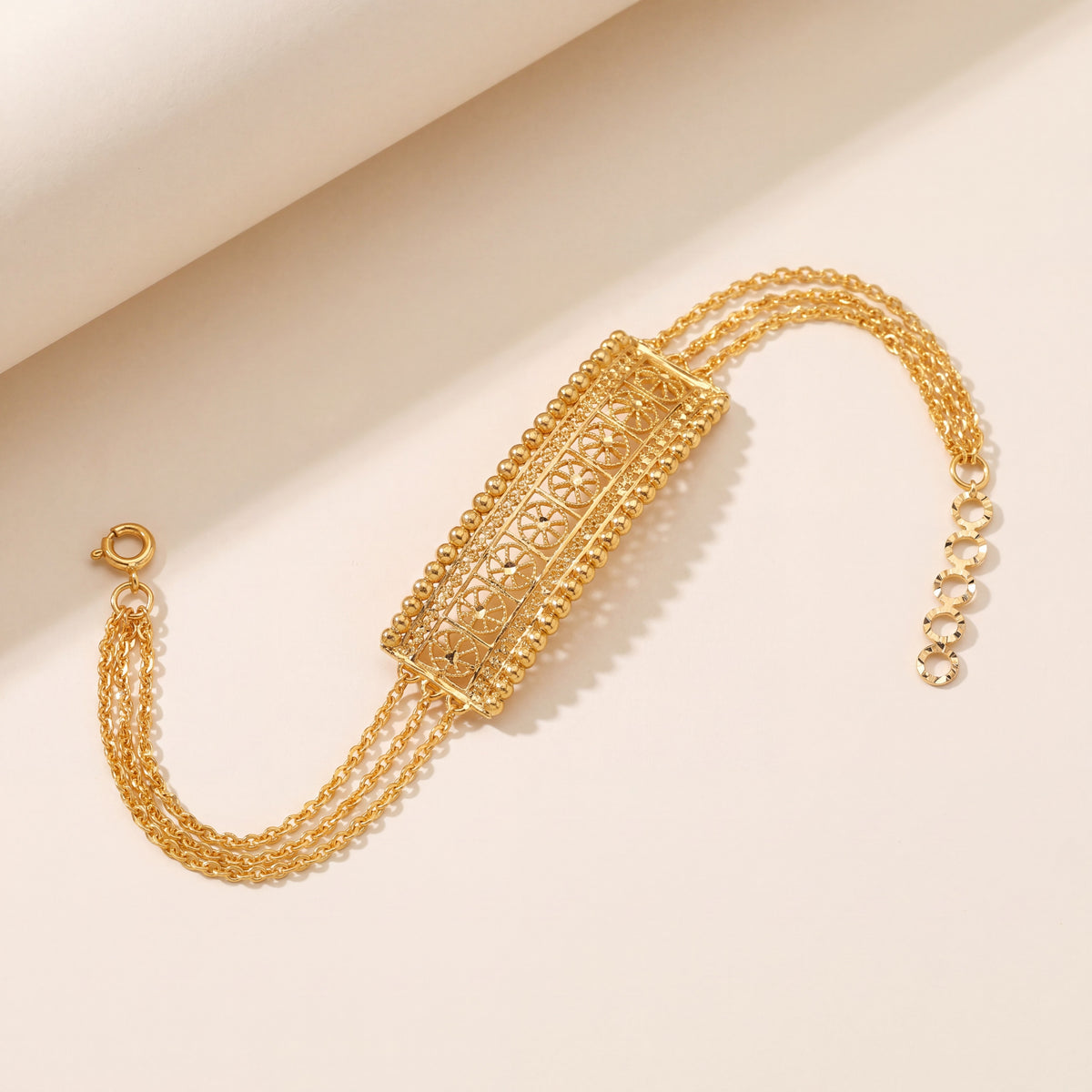 RP Half Curve Bracelet - (Flower), 925 silver 24K gold plated