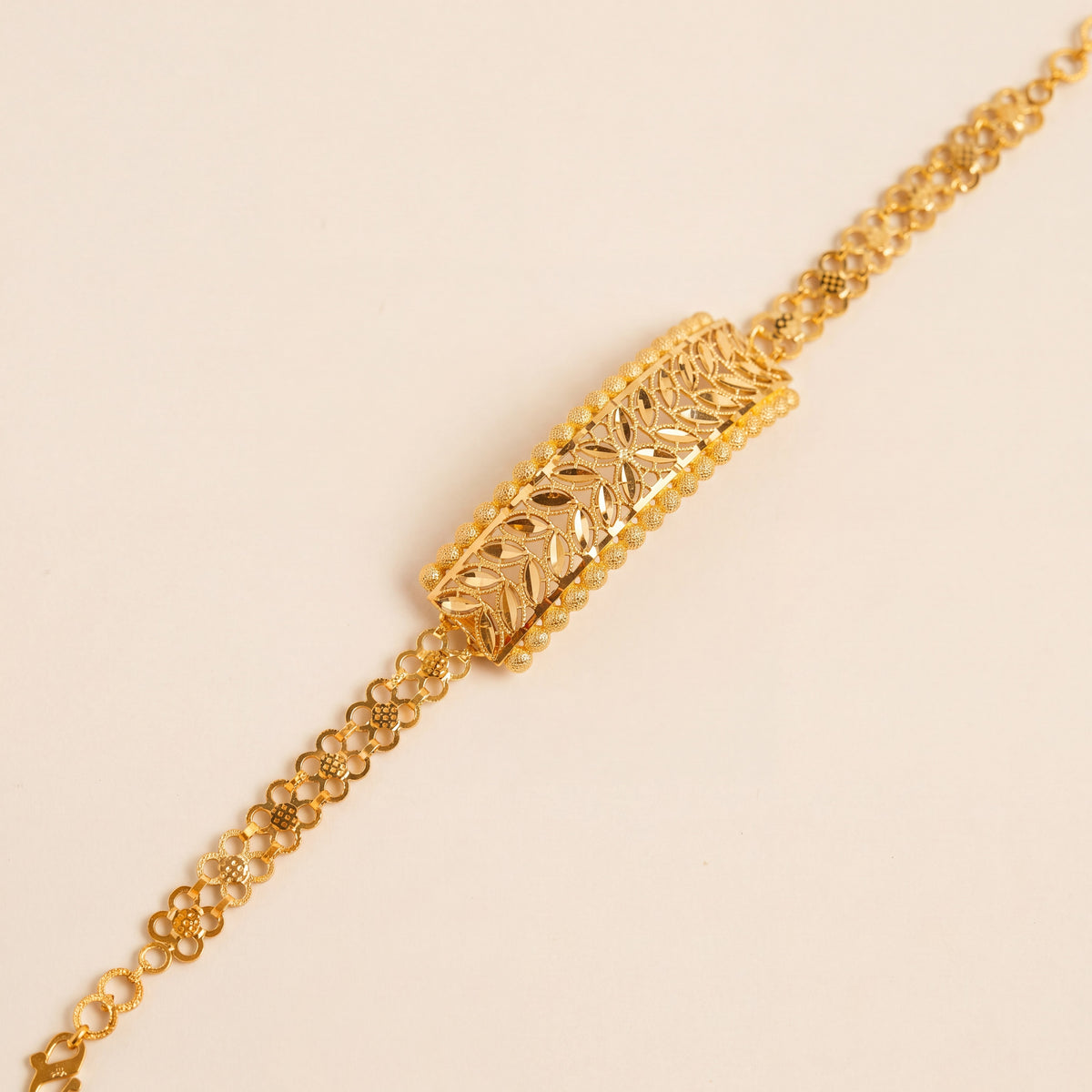 RP Half Curve Bracelet (Leaf D1), 925 silver 24K gold plated