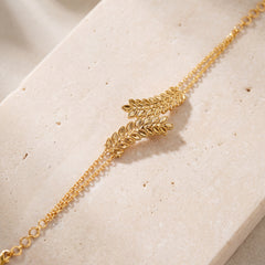 RP Half Curve Bracelet (Leaf D2) on travertine