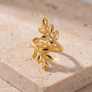 RP Leaf Ring (D1) on travertine