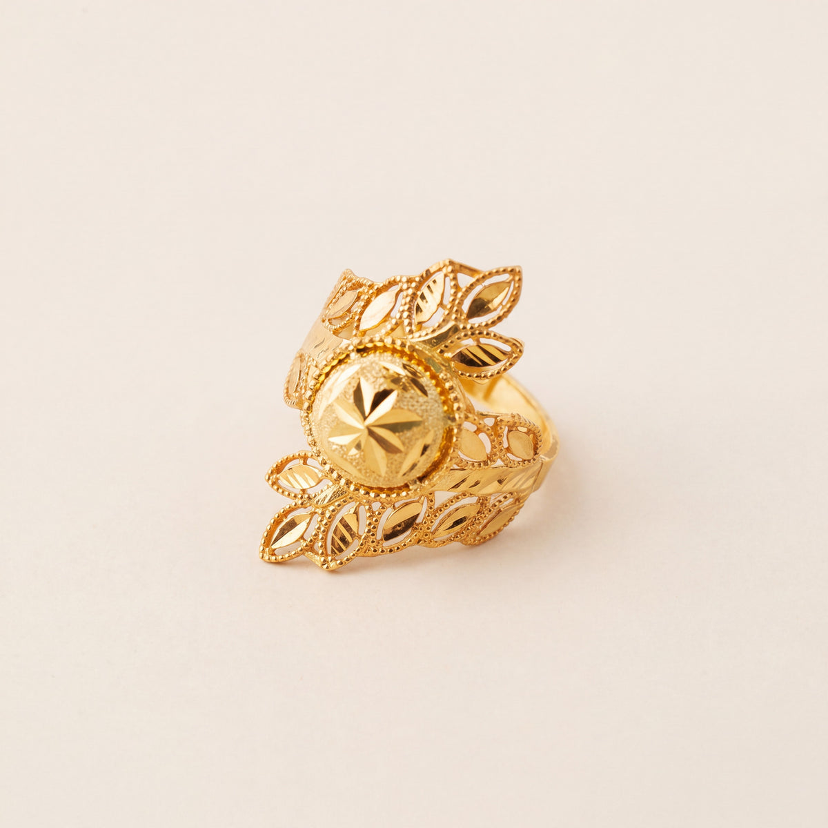 RP Leaf Ring (D9), 925 silver 24K gold plated