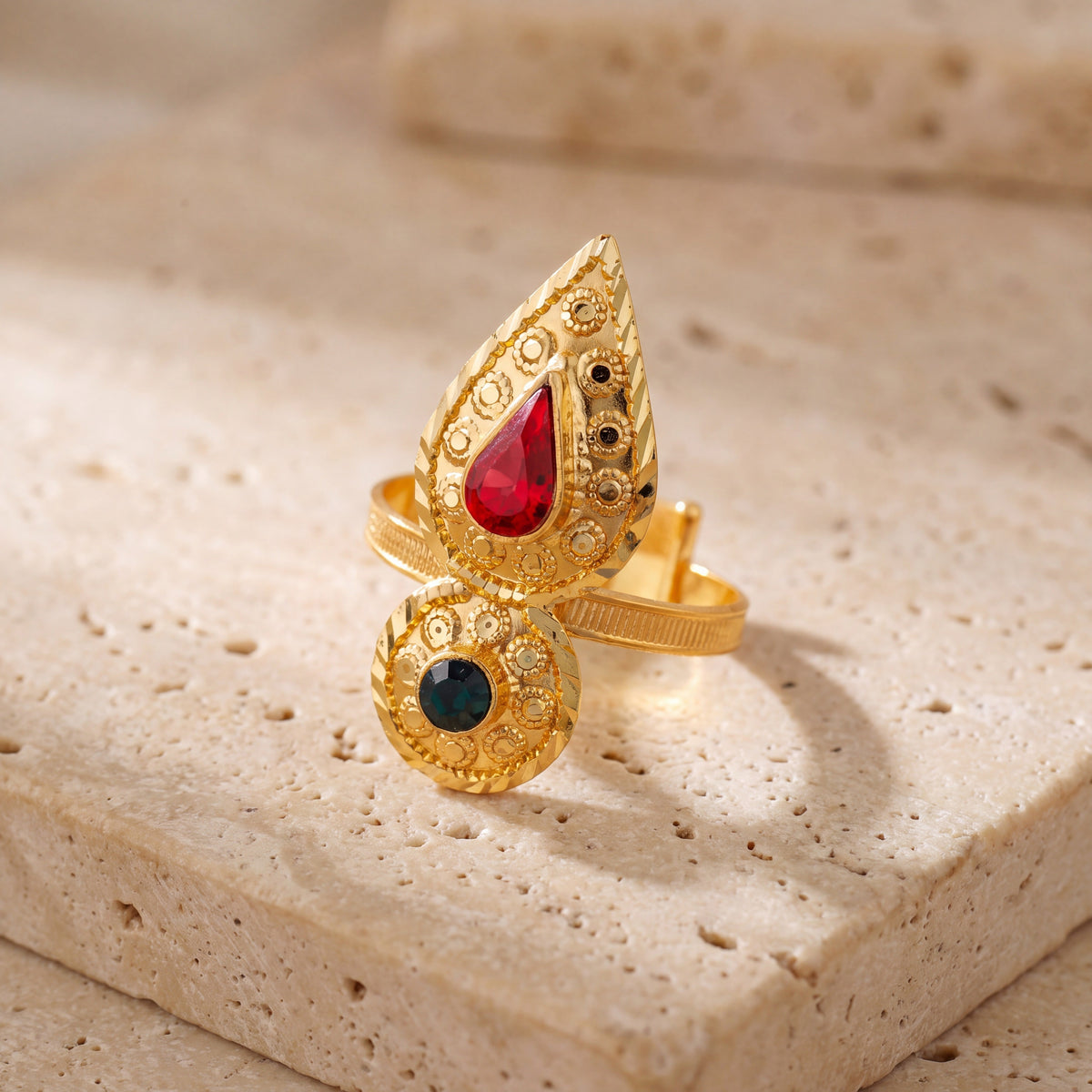 Shawahid Ring (D8) on travertine