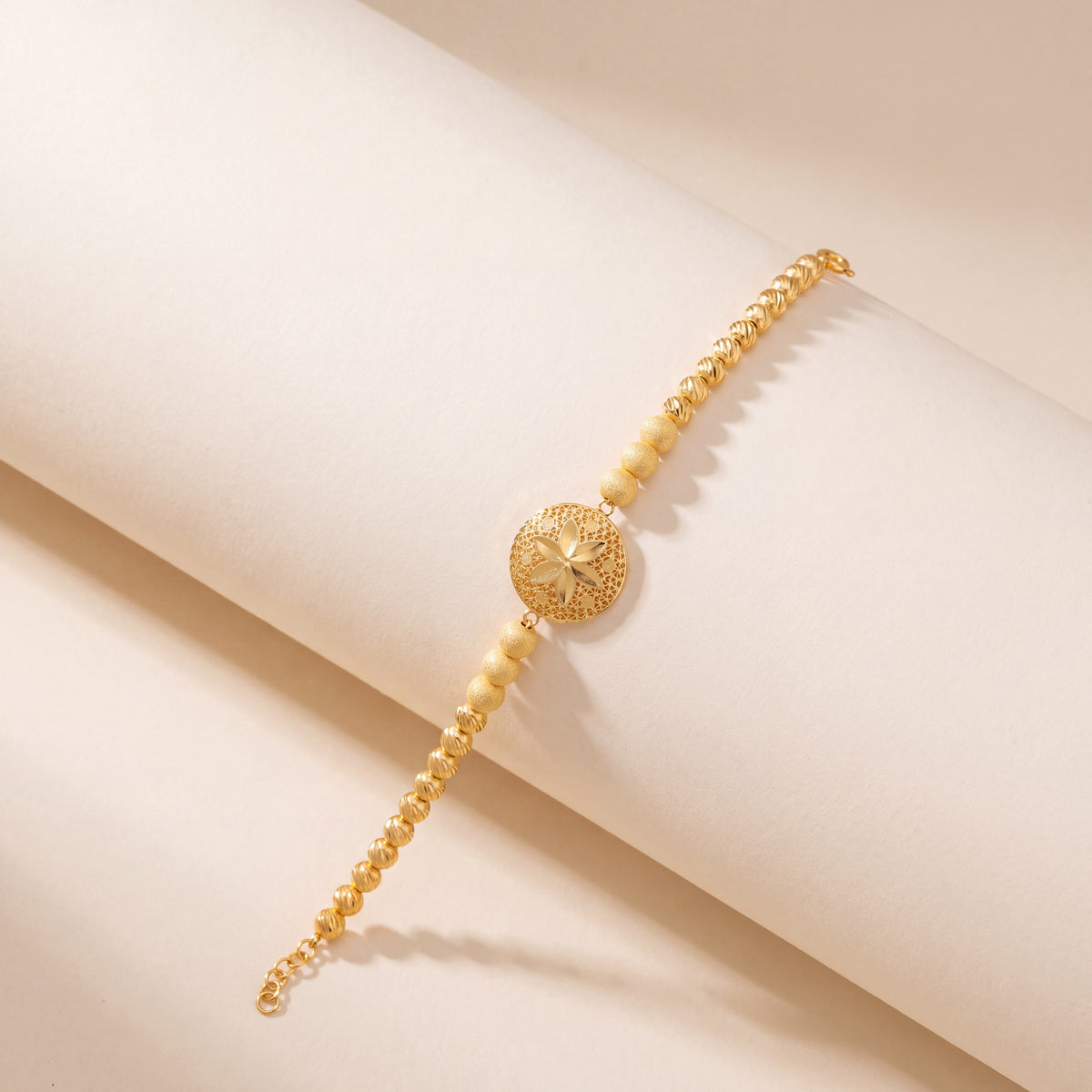 Sphere Bracelet with Beads (D1), 925 silver 24K gold plated