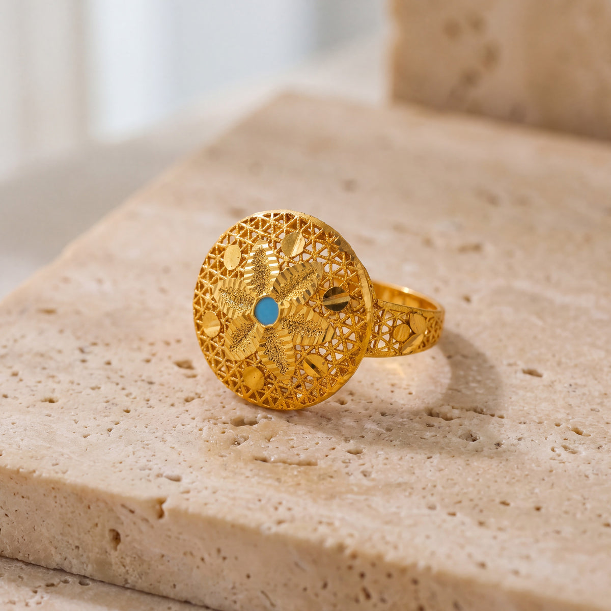Sphere Rings (D2) on travertine