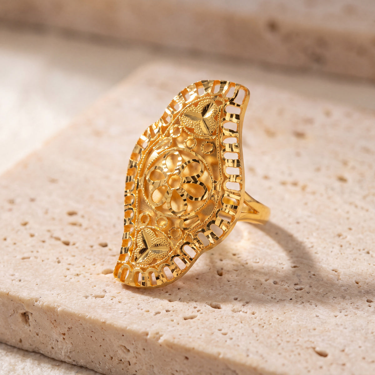 Traditional Ring (109) on travertine