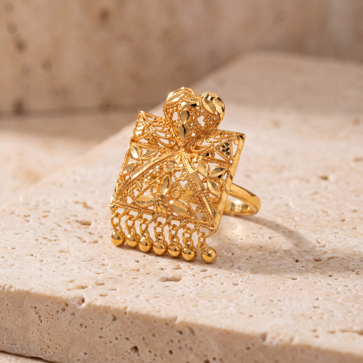 Traditional Ring (116) on travertine