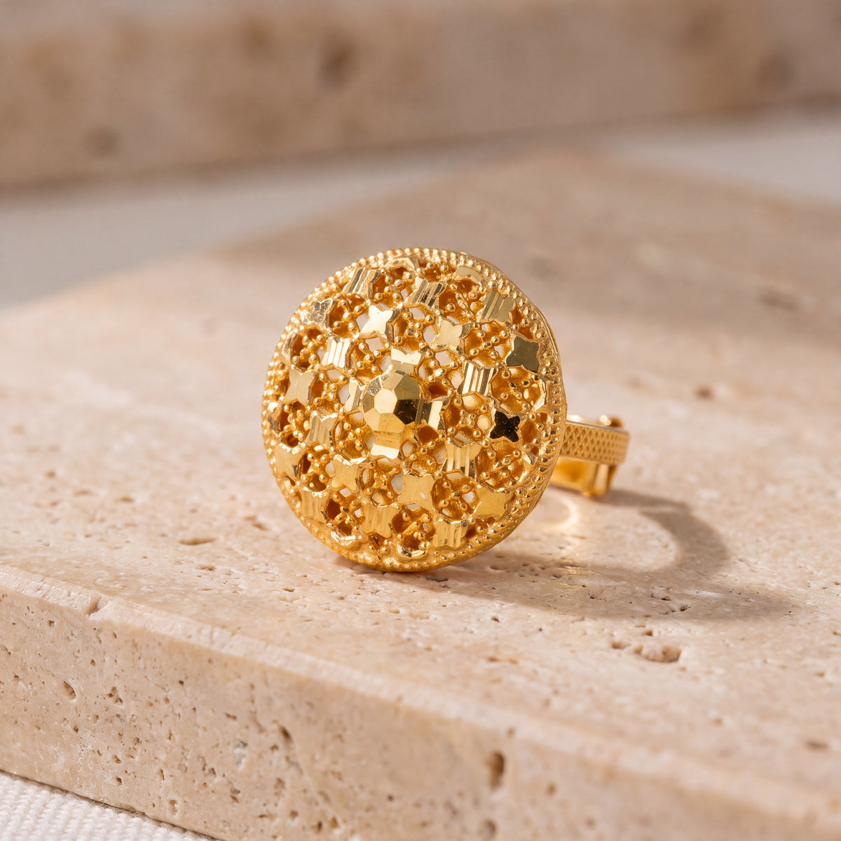 Traditional Ring (121) on travertine