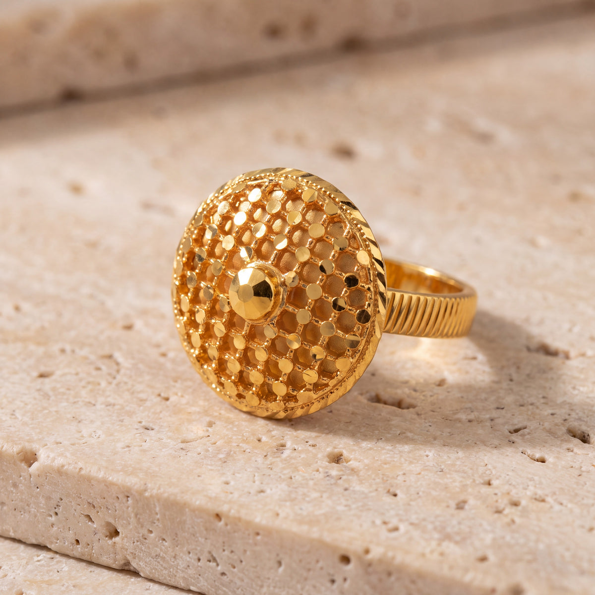 Traditional Ring (124) on travertine