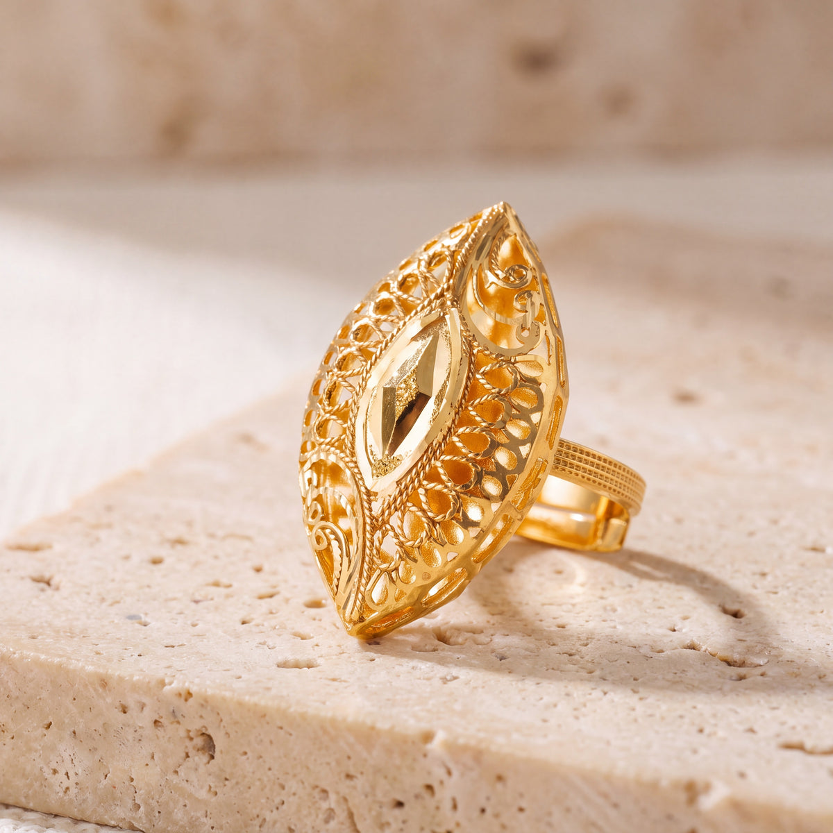 Traditional Ring (129) on travertine