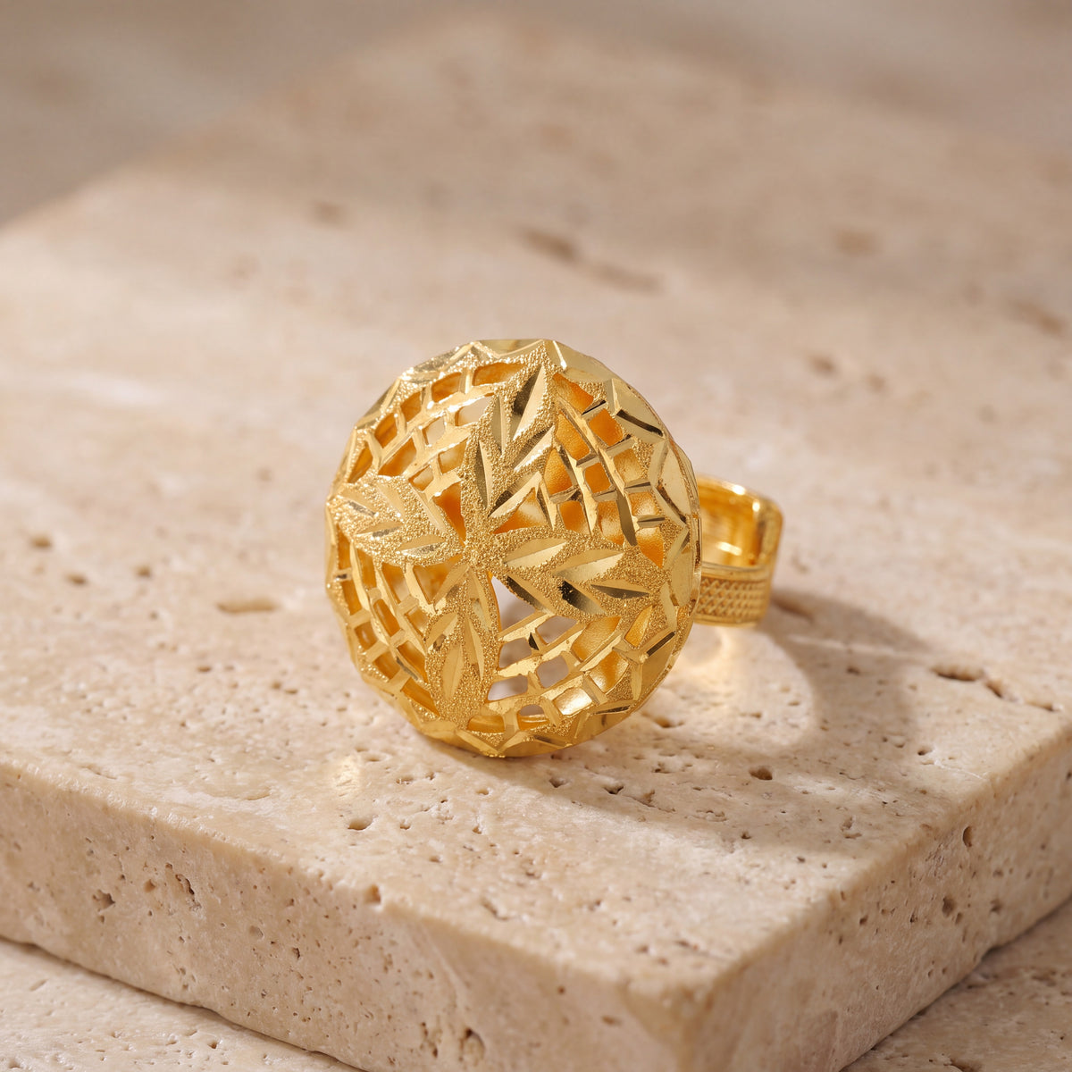 Traditional Ring (132) on travertine