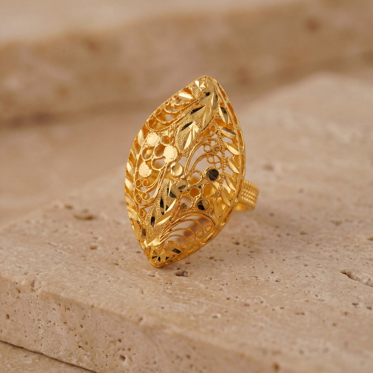 Traditional Ring (149) on travertine