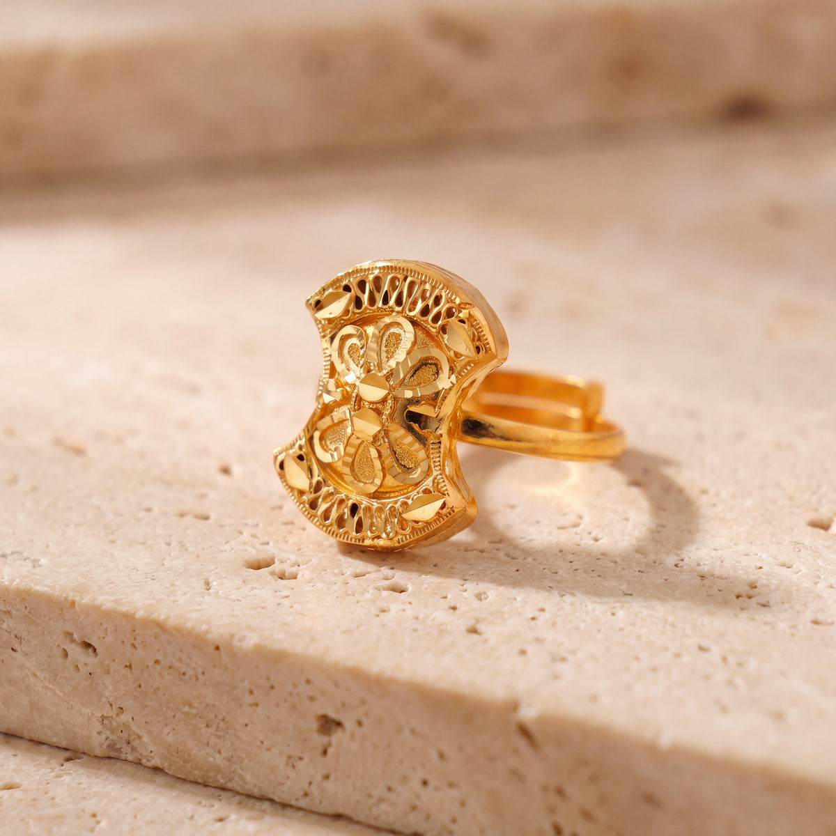 Traditional Ring (155) on travertine