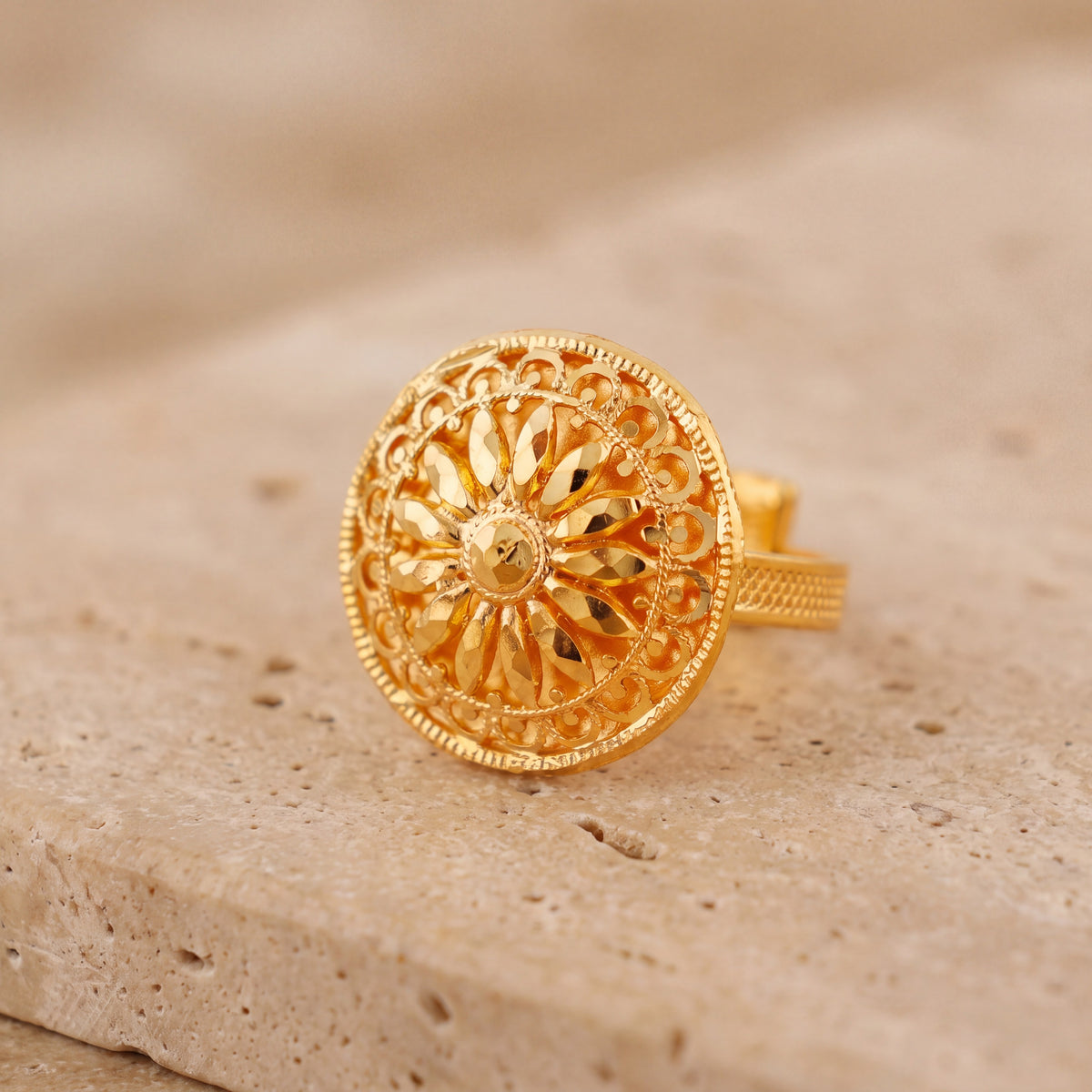 Traditional Ring (156) on travertine
