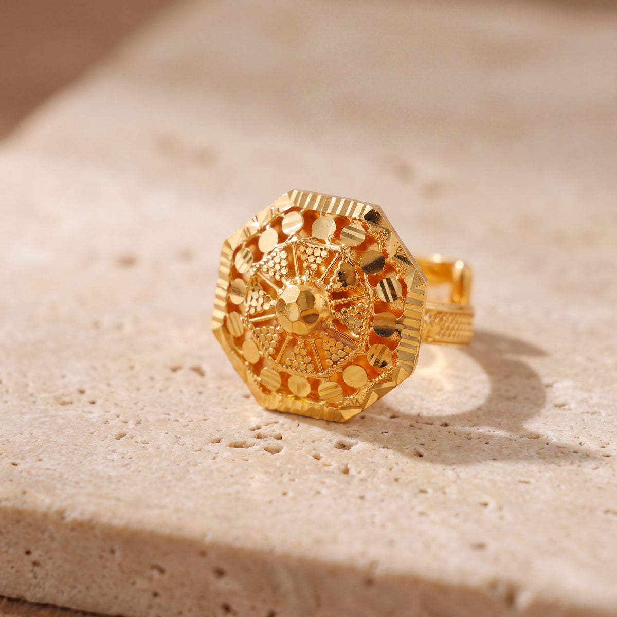Traditional Ring (157) on travertine
