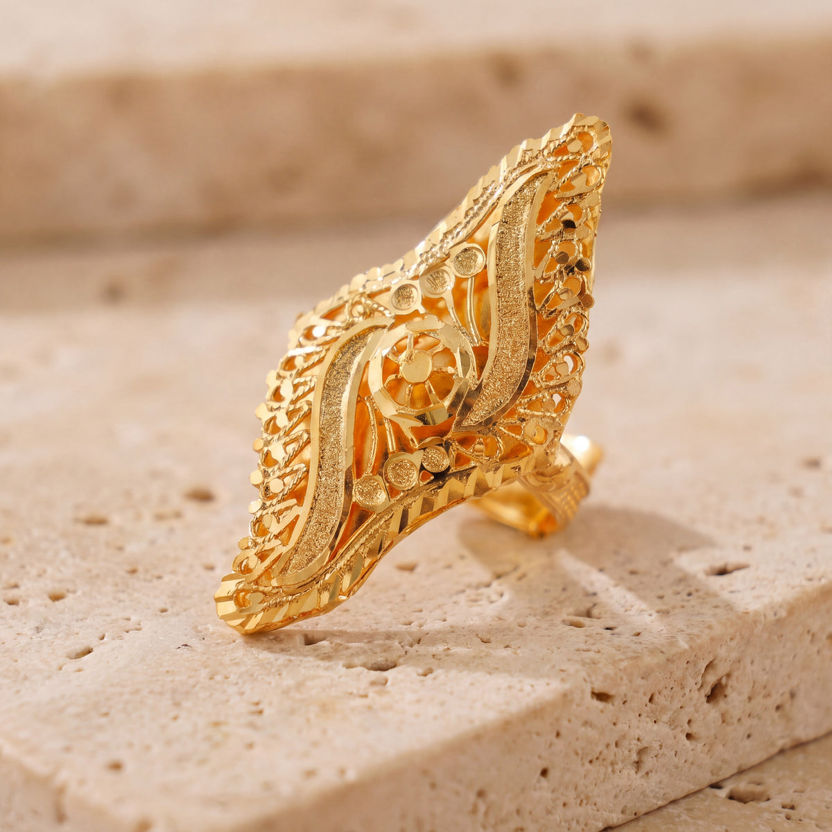 Traditional Ring (158) on travertine