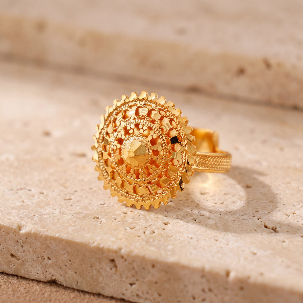Traditional Ring (159) on travertine