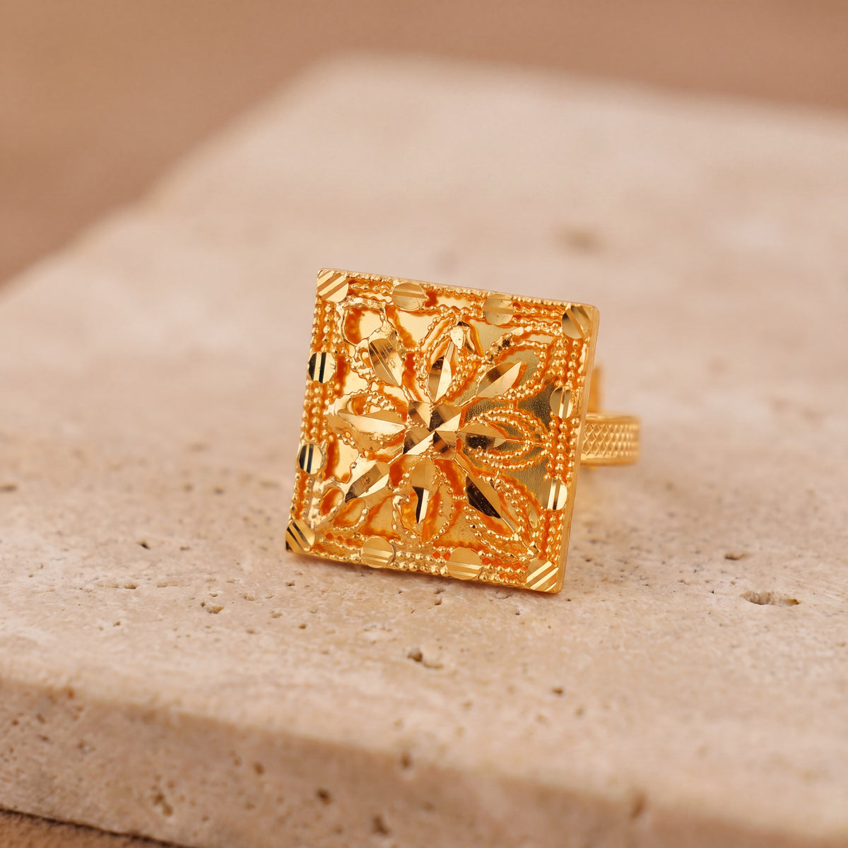 Traditional Ring (161) on travertine