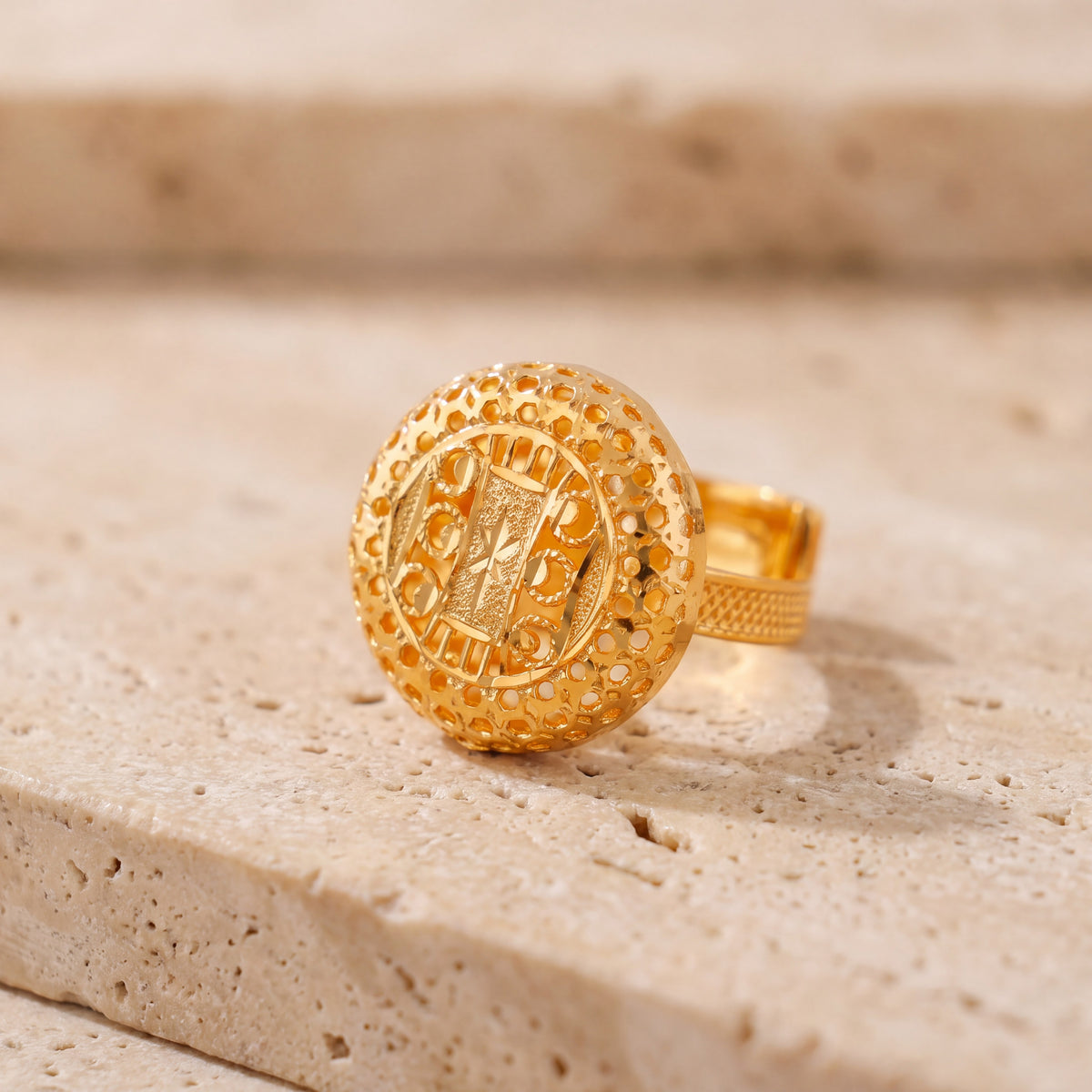 Traditional Ring (163) on travertine