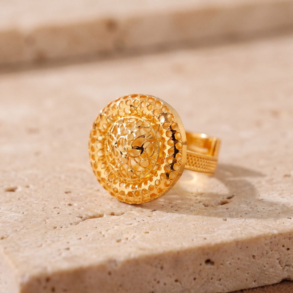 Traditional Ring (165) on travertine