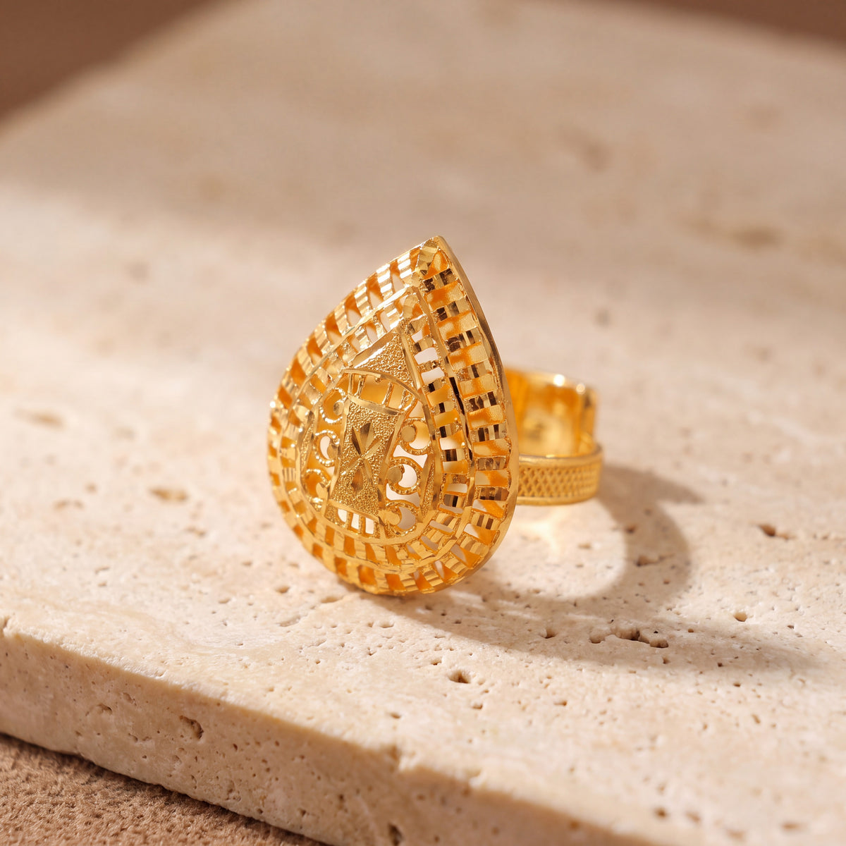 Traditional Ring (166) on travertine