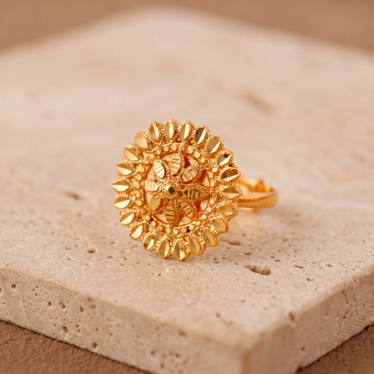 Traditional Ring (168) on travertine