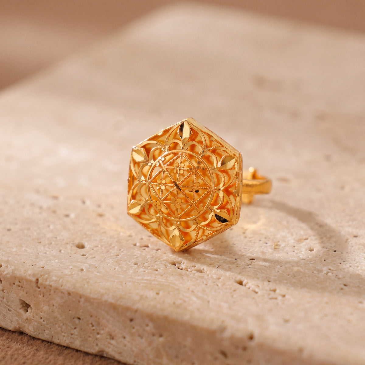 Traditional Ring (173) on travertine