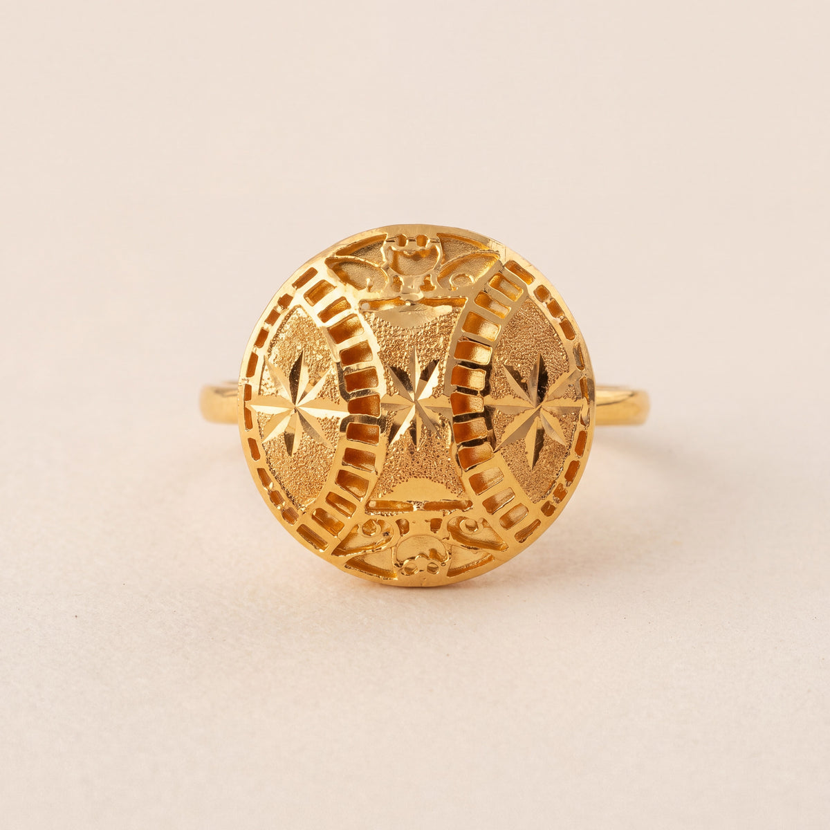 Traditional Ring (D178), 925 silver 24K gold plated