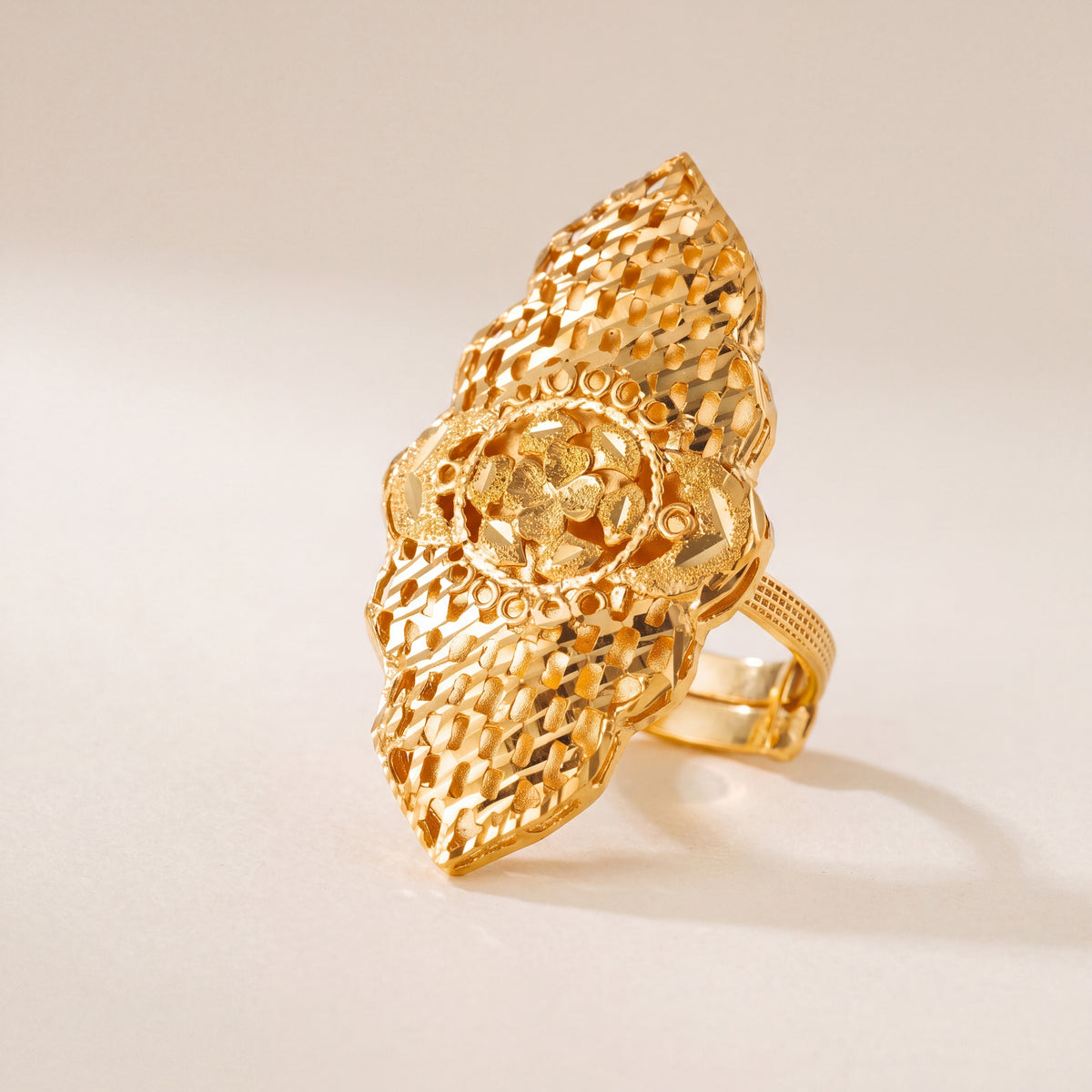 Traditional Ring (D64), 925 silver 24K gold plated