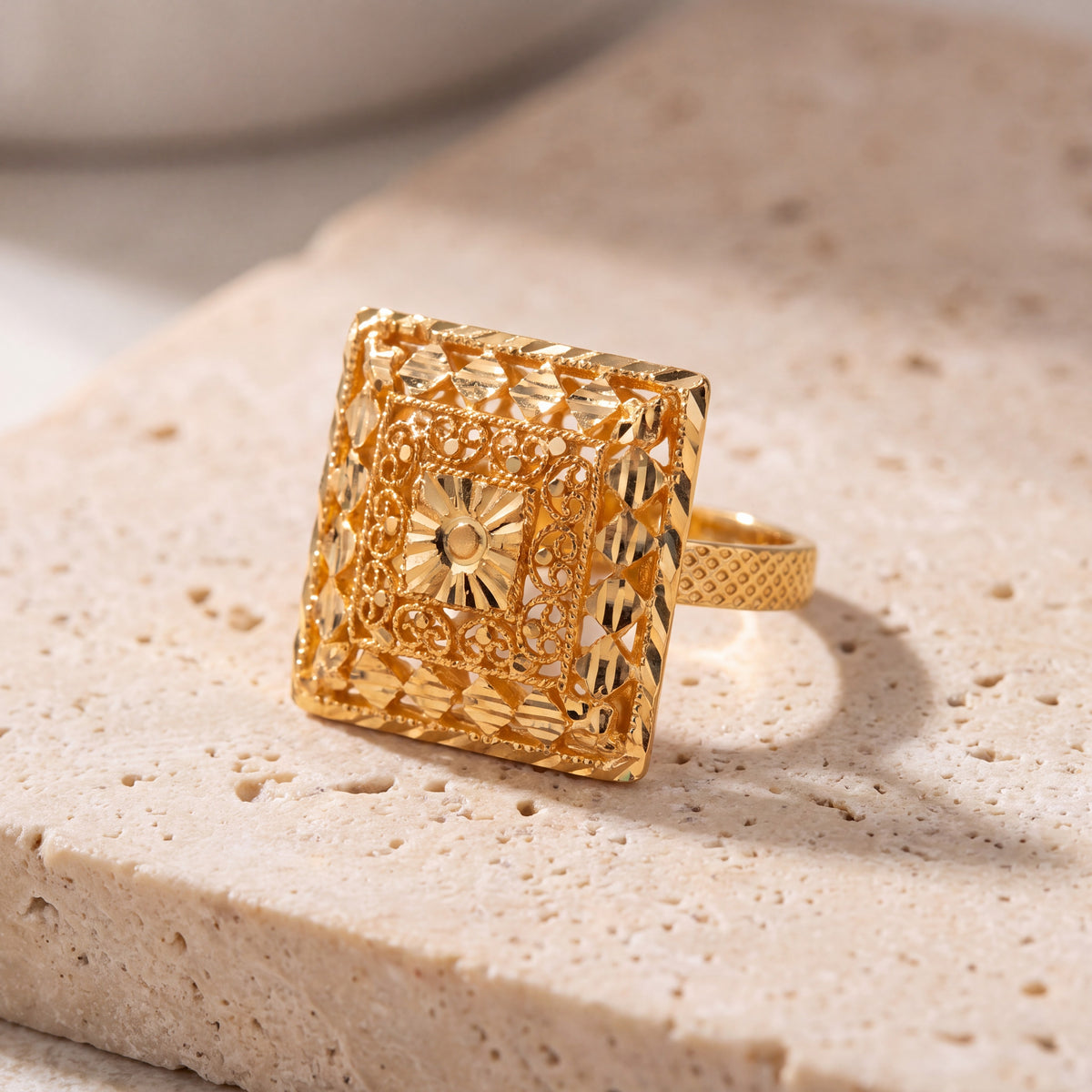 Traditional Ring (D89) on travertine