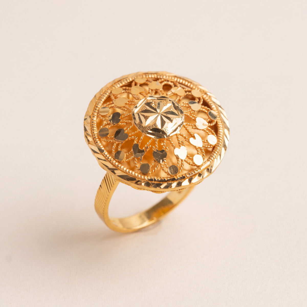 Traditional Ring (D91), 925 silver 24K gold plated