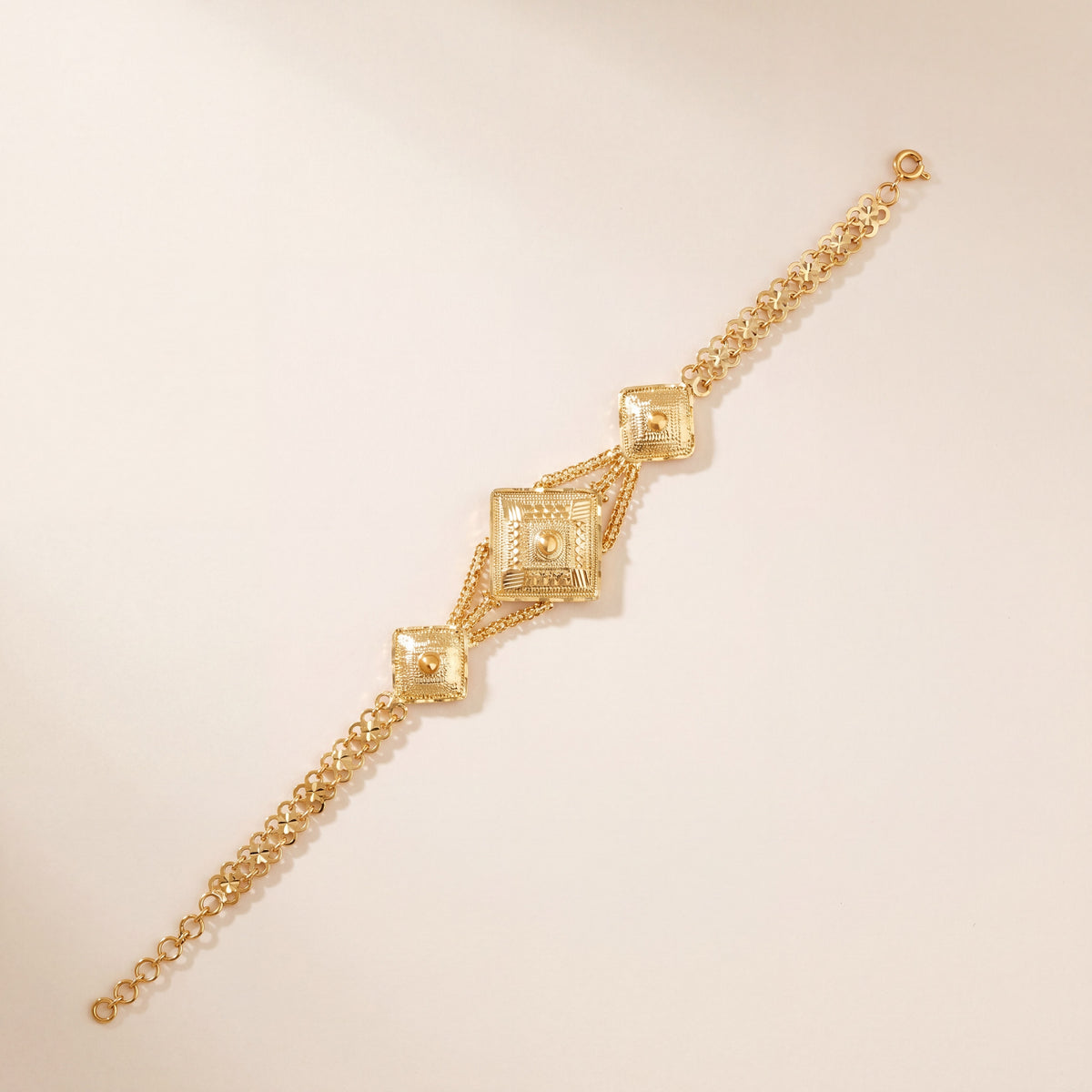 Traditional Stamp Bracelet (D12), 925 silver 24K gold plated
